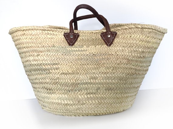 Panier en paille et cuir