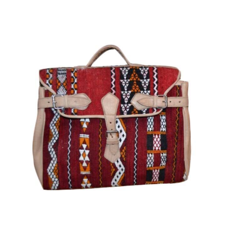 Sac de voyage en cuir et kilim